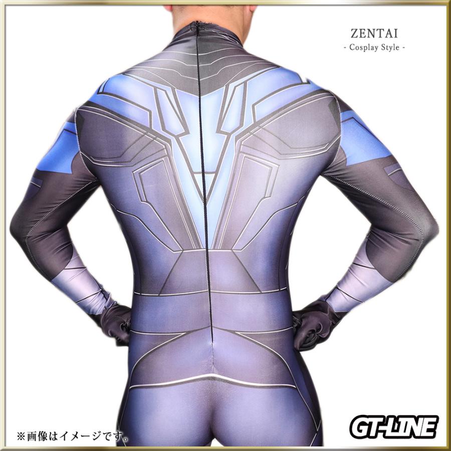 Zentai ブルー ファスナー付き 全身タイツ 青 ボディースーツ コスプレ