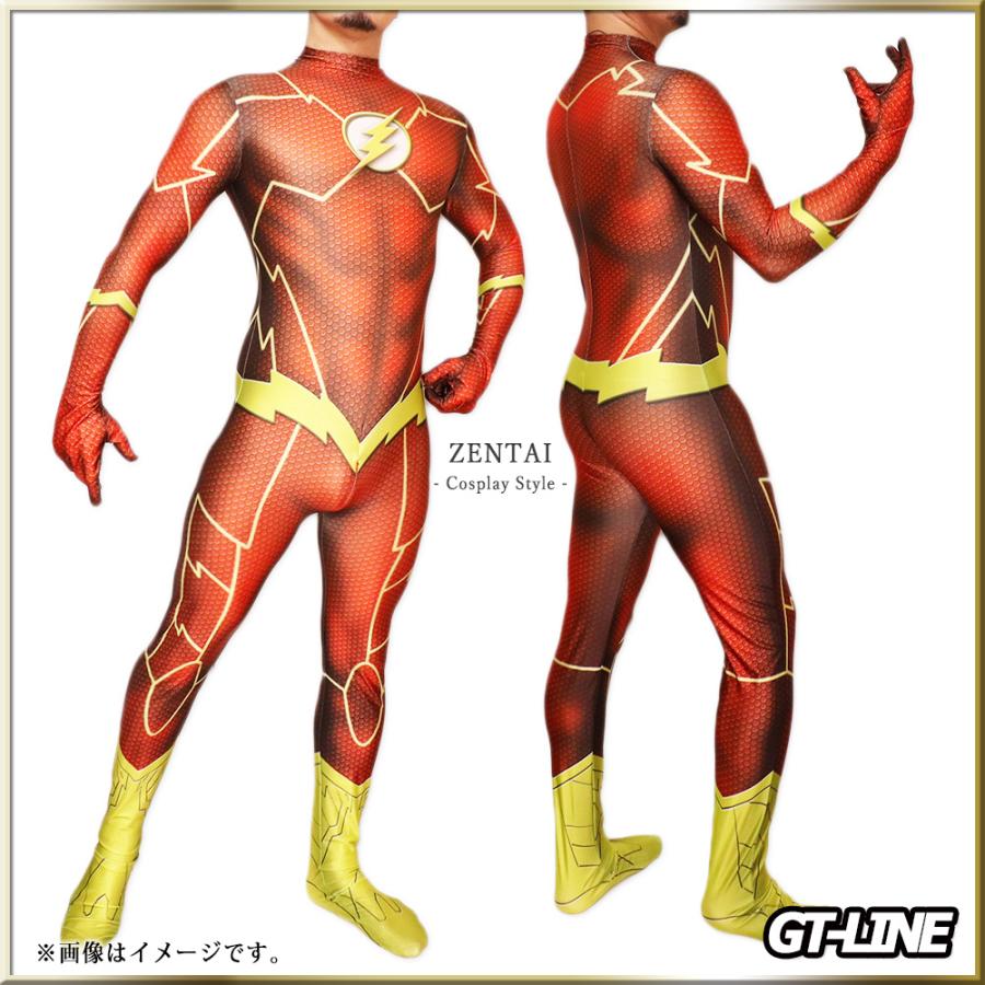 Zentai レッド ファスナー付き 全身タイツ 赤 黄 ボディースーツ