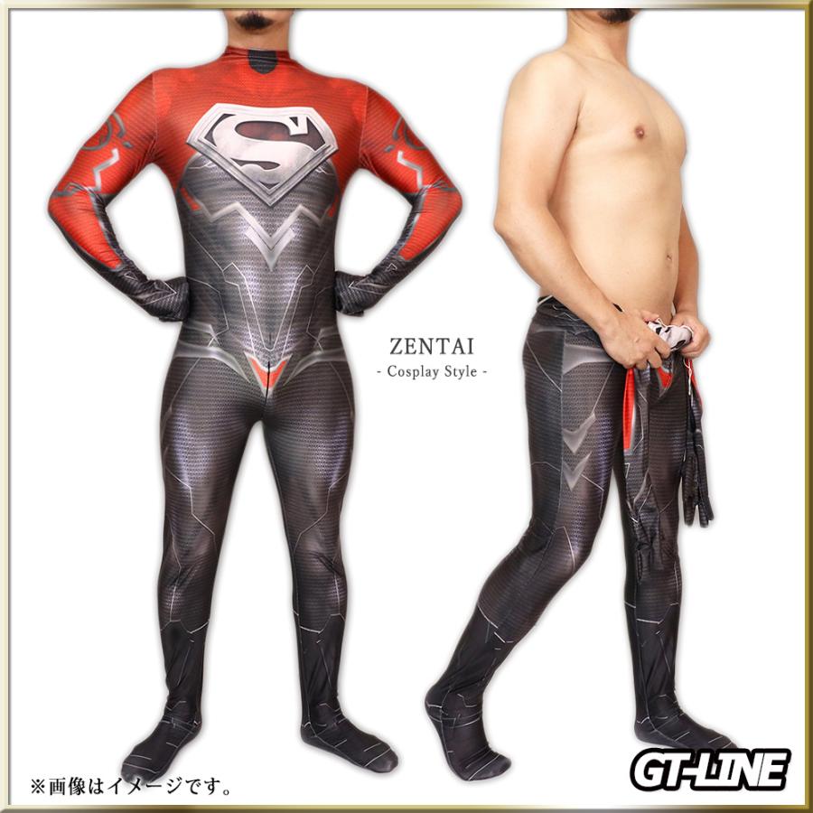 Zentai レッドブラック ファスナー付き 全身タイツ 黒 赤 ゼンタイ ボディースーツ アメコミ コスプレ ヒーロー 仮装 ハロウィン GT-LINE Favolic|favolic-gtline|13