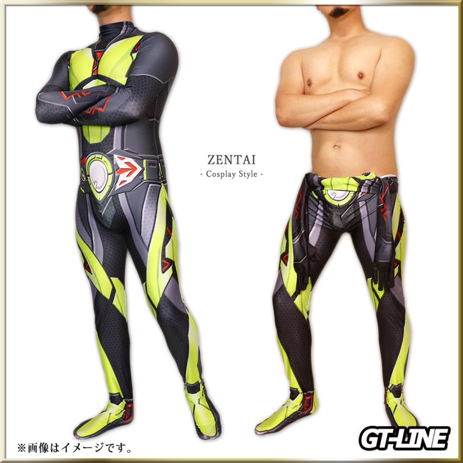 Zentai ブラックライダー ファスナー付き ヒーロー 黒 全身タイツ