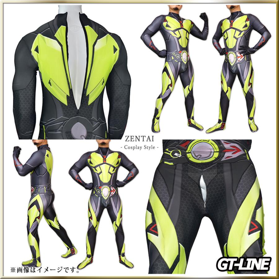 Zentai ブラックライダー ファスナー付き ヒーロー 黒 全身タイツ