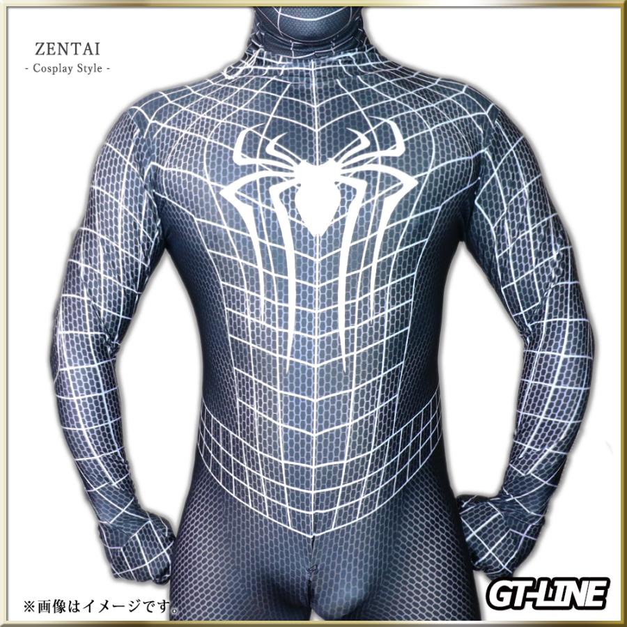 ブラック スパイダーマン 02 服 分離式 ゼンタイ Zentai ヒーロー アメコミ 股間ファスナー付 覆面 全身タイツ コスチューム 衣装 ハロウィン GT-LINE Favolic｜favolic-gtline｜15