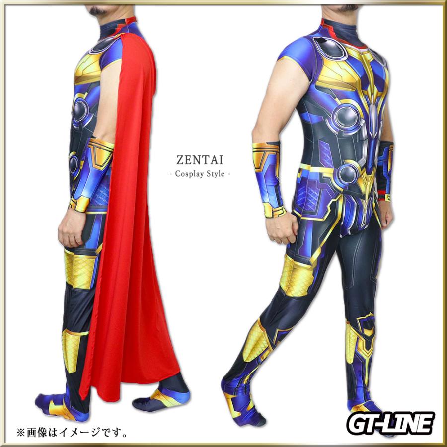 マント付 ゼンタイ アメコミ ヒーロー アメコミ ゼンタイ ファスナー付き 全身タイツ ボディースーツ THOR コスプレ ZENTAI 仮装  cosplay GT-LINE Favolic