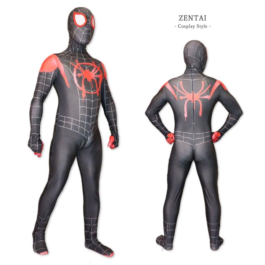 スパイダーマン コスチューム 全身タイツ シェルマスク付き スパイダーマン 09 服 分離式 ゼンタイ フェイスマスク Zentai
