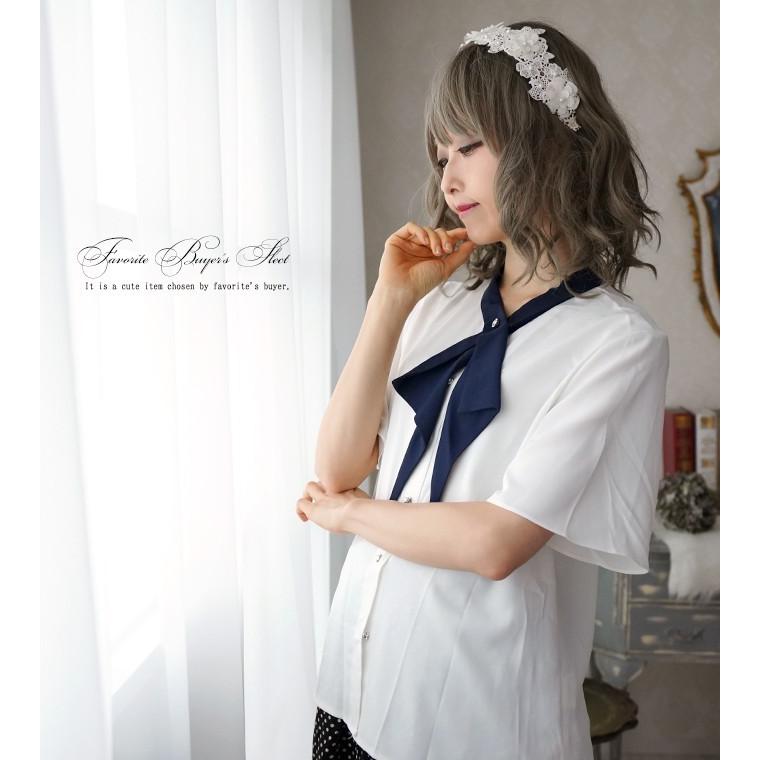 トップス ブラウス シャツ ホワイト 春夏 リボン シンプル 首元スカーフリボンのシンプル着回し大人シフォンブラウス19年6月下旬新作 xjk ワンピース専門店 Favorite 通販 Yahoo ショッピング