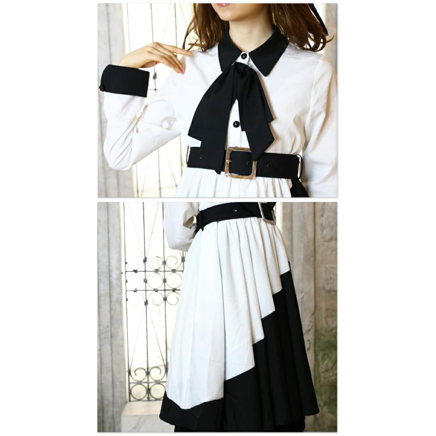 ワンピース 長袖 ミディアム丈 フレア 切替スカート ツートーン Favoriteオリジナル階段切り替えフレアスカートのモノトーンワンピース19年11月新作上旬 Ff1393nagasode ワンピース専門店 Favorite 通販 Yahoo ショッピング