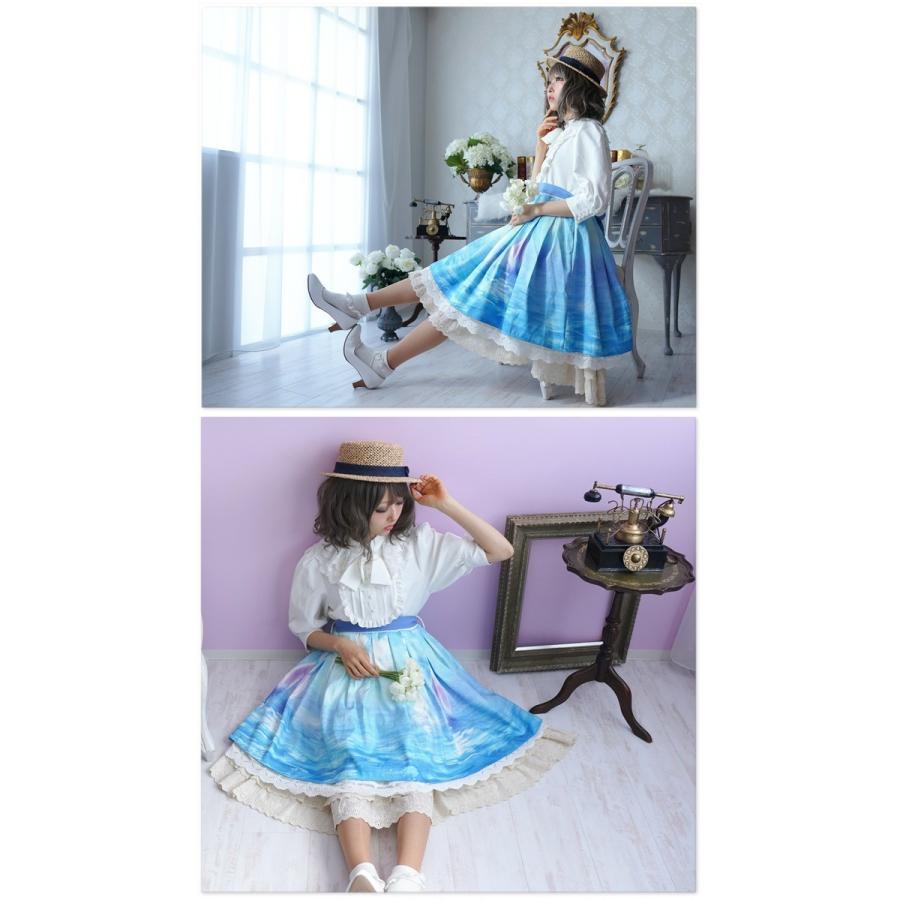 大きいサイズ ワンピース 海 プリント 水彩海イラストのスタンドカラーレースフリルワンピース19年6月中旬新作新作予約 8月10日頃より順次発送予定 Ff1401size ワンピース専門店 Favorite 通販 Yahoo ショッピング