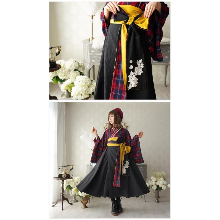 大きいサイズ Ll ワンピース Favoriteオリジナルイエロー帯 赤チェックの大正浪漫着物風ワンピース19年12月新作上旬新作予約 1月日頃より順次発送予定 Ff1463size ワンピース専門店 Favorite 通販 Yahoo ショッピング