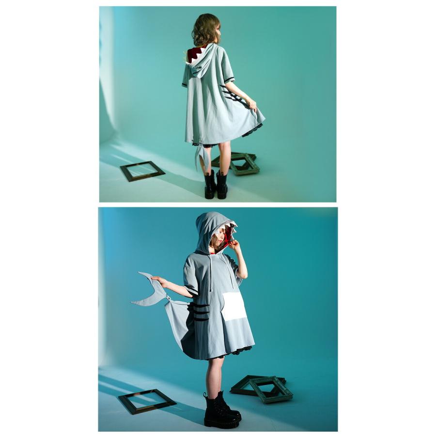 パーカー サメ アニマル ユニセックス Favoriteオリジナルさめデザインのパーカーワンピース年6月新作上旬 Ffai087blue ワンピース専門店 Favorite 通販 Yahoo ショッピング