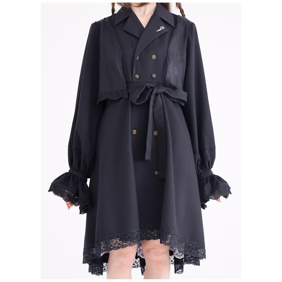 FENDIレザー襟付きワンピーストレンチコート　超美品40ブラック FENDI 未使用品◎フェンディ 定価543000円 FF5183 ウール カシミヤ混