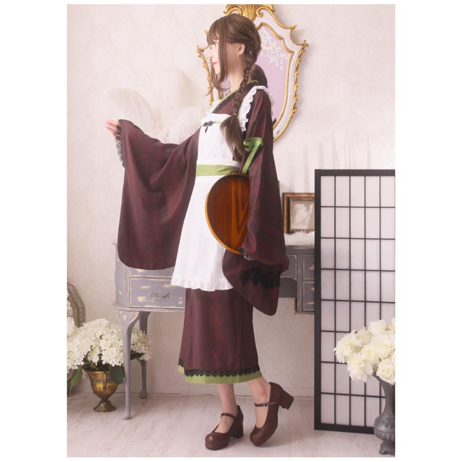 [最短即日出荷]メイド風和喫茶ワンピース&エプロンセット|Favorite フェイバリット 和袖 和菓子 着物[2024年5月上旬予約開始]の画像