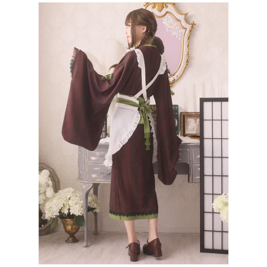 [最短即日出荷]メイド風和喫茶ワンピース&エプロンセット|Favorite フェイバリット 和袖 和菓子 着物[2024年5月上旬予約開始]の画像