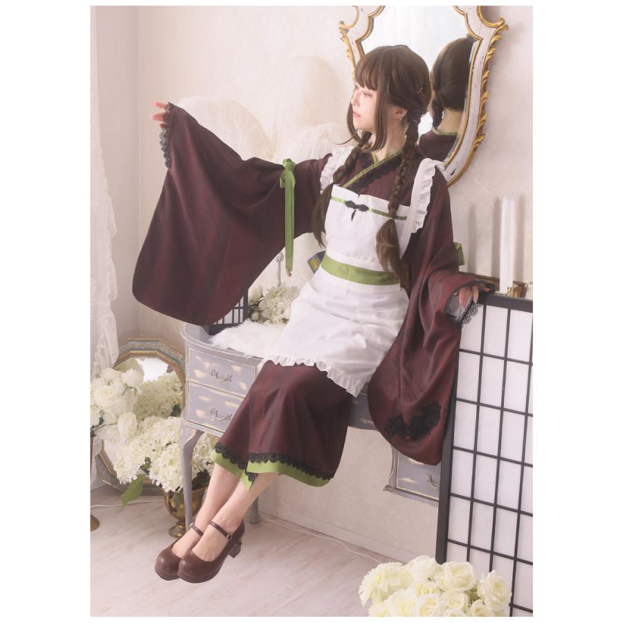 [最短即日出荷]メイド風和喫茶ワンピース&エプロンセット|Favorite フェイバリット 和袖 和菓子 着物[2024年5月上旬予約開始]の画像