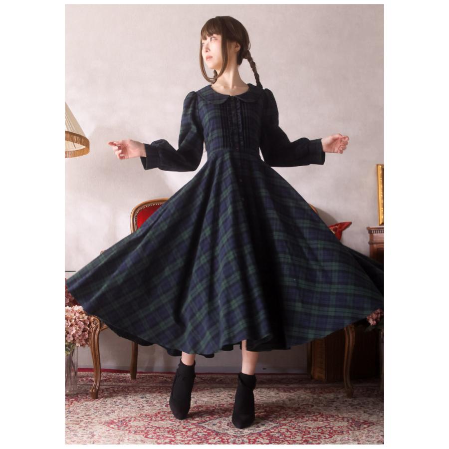 グリーン系チェック 半袖シャツワンピース PREFERIR シャツワンピース チェック 半袖シャツワンピース