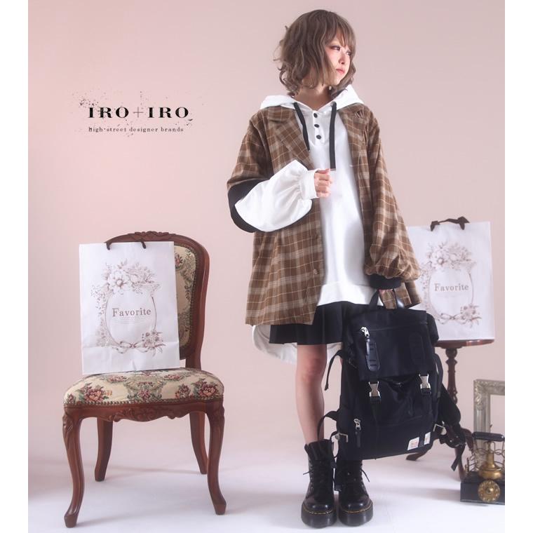 Favoriteオリジナル重ね着風チェック柄アシメパーカー2021年12月上旬