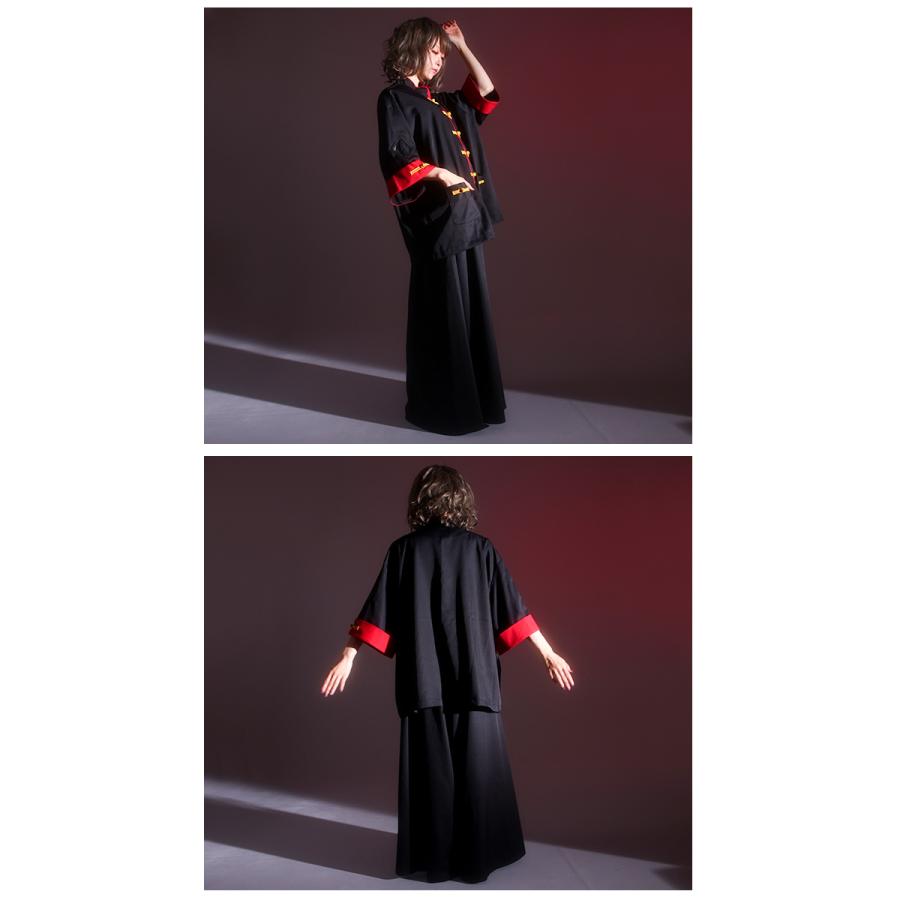新品☆チャイナ☆セットアップ☆シャツ☆カンフーパンツ☆チャイナコーデ シンプルチャイナシャツ＆ワイドパンツセット ｜ Favoriteオリジナル