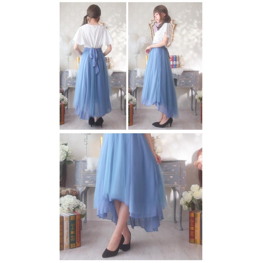 LLサイズあり] Favorite フェイバリット 紫陽花レースのシフォンワンピ 