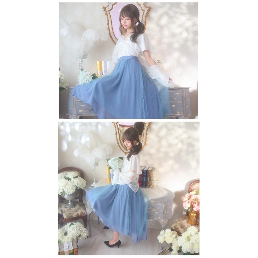 LLサイズあり] Favorite フェイバリット 紫陽花レースのシフォンワンピ 