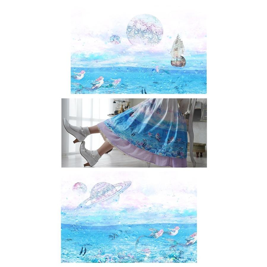 大きいサイズfavoriteオリジナル青依青さんイラスト 幻想的な海プリントスカートのレース装飾ワンピース19年6月新作中旬新作予約 7月30日頃より順次発送予定 Ffaoiumiopsize ワンピース専門店 Favorite 通販 Yahoo ショッピング