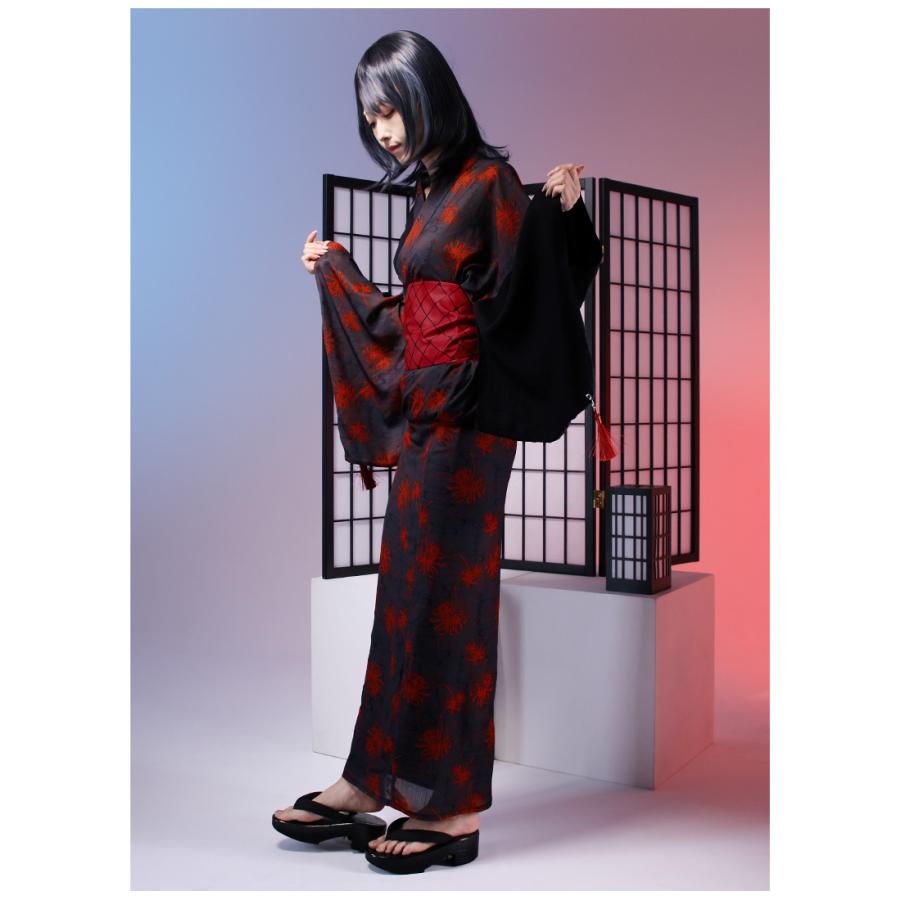 最短即日出荷]浴衣 和袖 彼岸花 モダン Favorite フェイバリット 闇夜