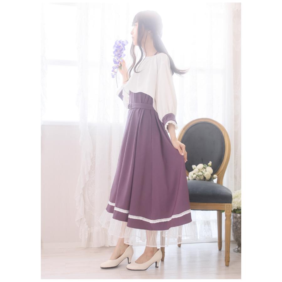 最短即日出荷]マキシ丈 花 七分袖 Favorite フェイバリット 藤と鈴蘭の