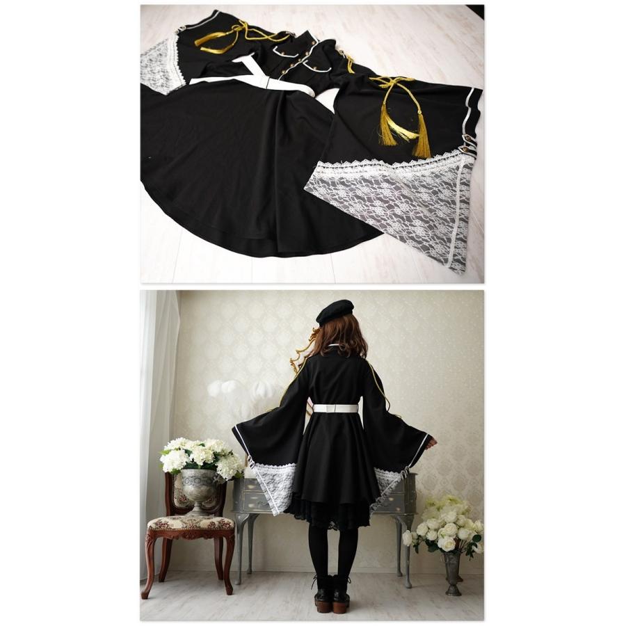 ワンピース ミディアム丈 和洋折衷 着物袖 軍服 Favoriteオリジナルブラックの和袖隊服風ワンピース年4月新作下旬 Fvai008black ワンピース専門店 Favorite 通販 Yahoo ショッピング