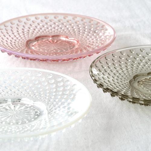 廣田硝子 あられ 小皿 16cm 月あられ 雪あられ 花あられ 白色 桃色