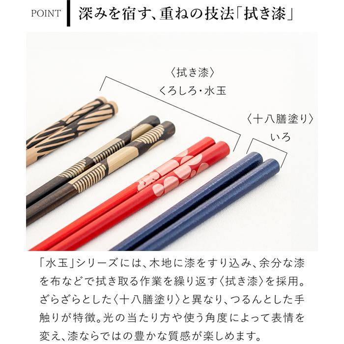 箸 おしゃれ 漆のお箸十八膳 水玉 23 cm 天然木 能登ヒバ 日本製