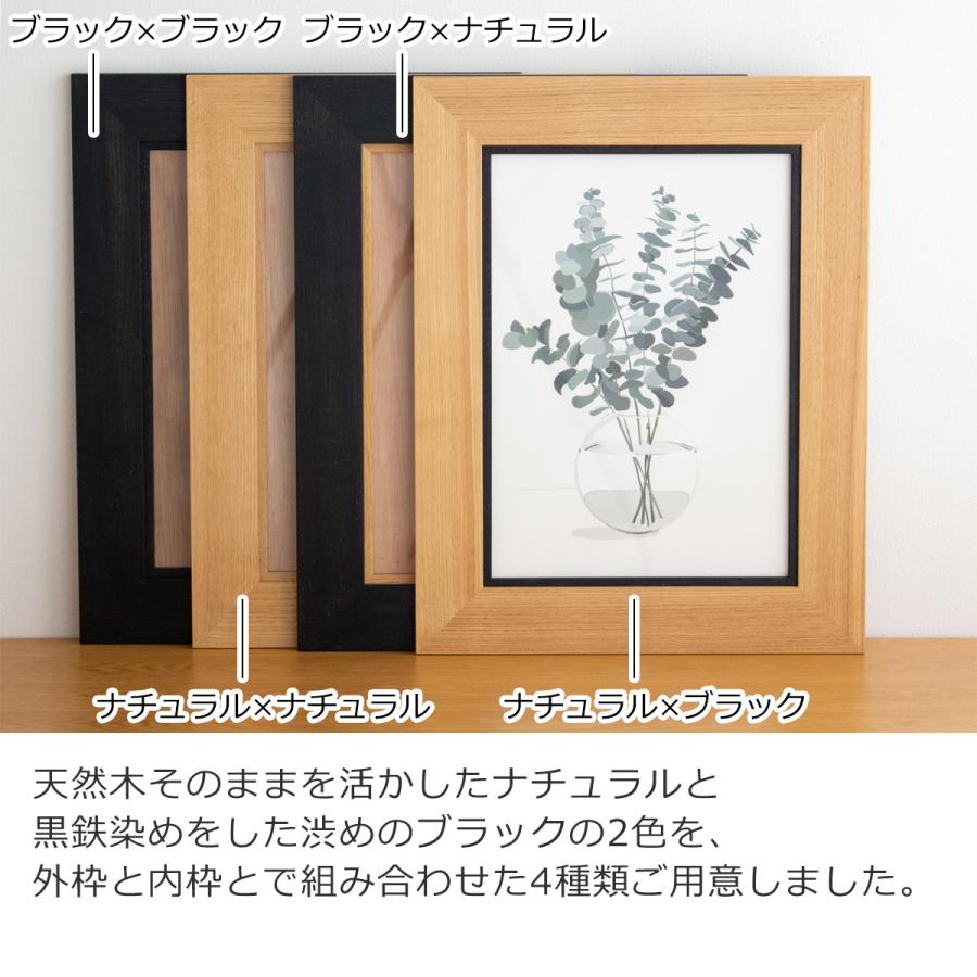 額縁 木製 おしゃれ ポスターフレーム 日本製 A3 森色フレーム L 黒