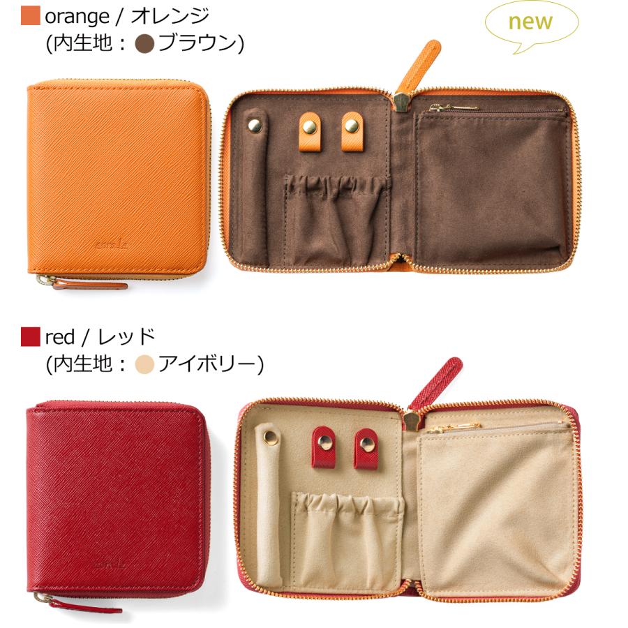 ＼6/5-7はポイント10倍／ アクセサリーポーチ 携帯用 旅行用 本革 アクセサリーケース 革 レディース ラウンドファスナー シンプル corale コラーレの画像