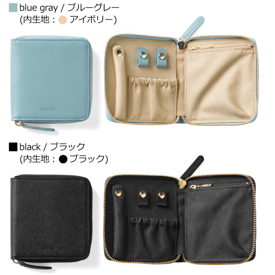 ＼6/5-7はポイント10倍／ アクセサリーポーチ 携帯用 旅行用 本革 アクセサリーケース 革 レディース ラウンドファスナー シンプル corale コラーレの画像