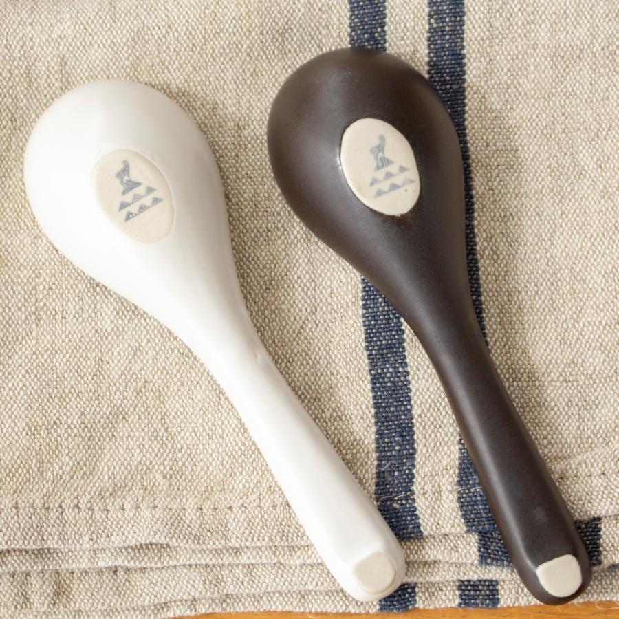 かもしか道具店 レンゲスプーン レンゲ 陶器 食器 白 黒 日本製