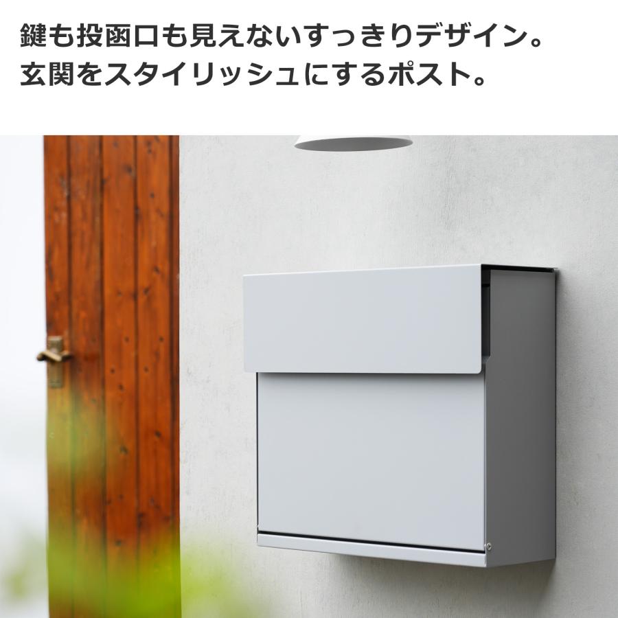 スマートポスト グレー 郵便ポスト ダイヤル式 壁掛け 壁付 タテ開き