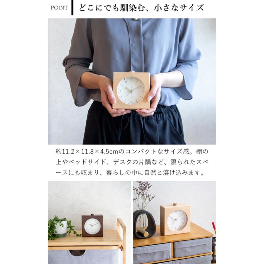 加藤木工 置き時計 目覚まし時計 木製 ナチュラル ブラウン 四角