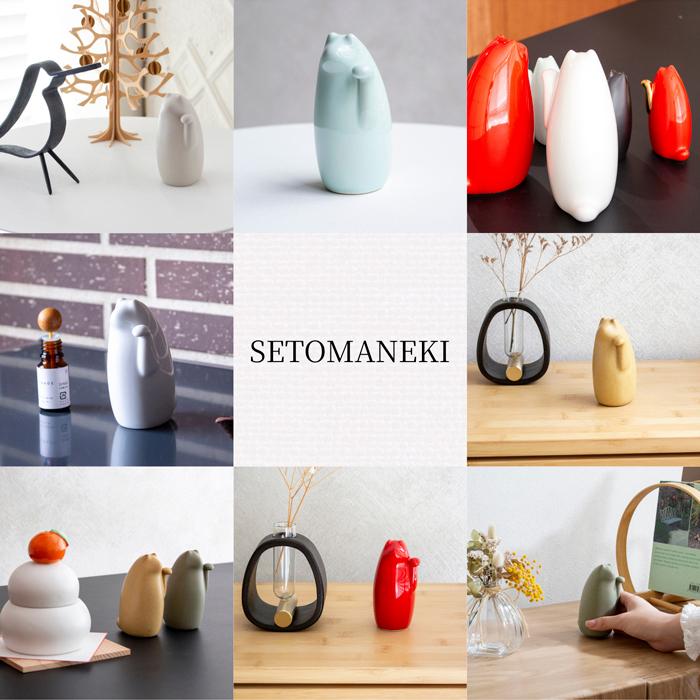 SETOMANEKI 招き猫 左手 小 瀬戸焼 開運 縁起物 置物 オブジェ