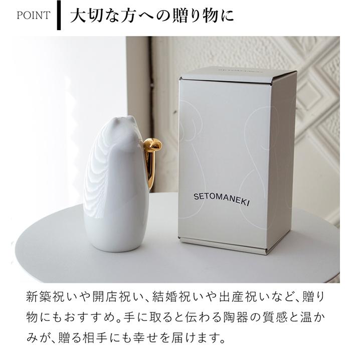 SETOMANEKI 招き猫 金手 左手 中 瀬戸焼 開運 縁起物 置物 オブジェ