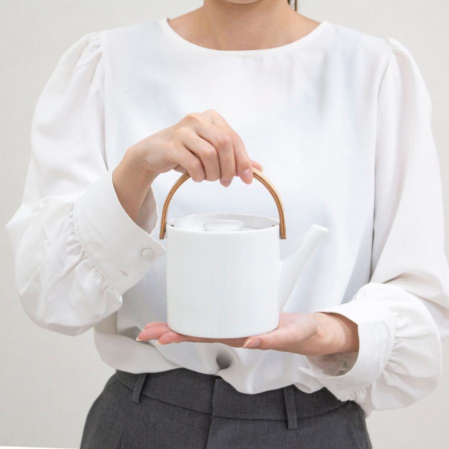 ＼6/11はポイント10倍／ ティーポット 茶こし付き おしゃれ 500ml 陶器 白磁 ステンレス茶こし 北欧風 天然木 ブラシ付き Arrosoir スミス＆シュー_11