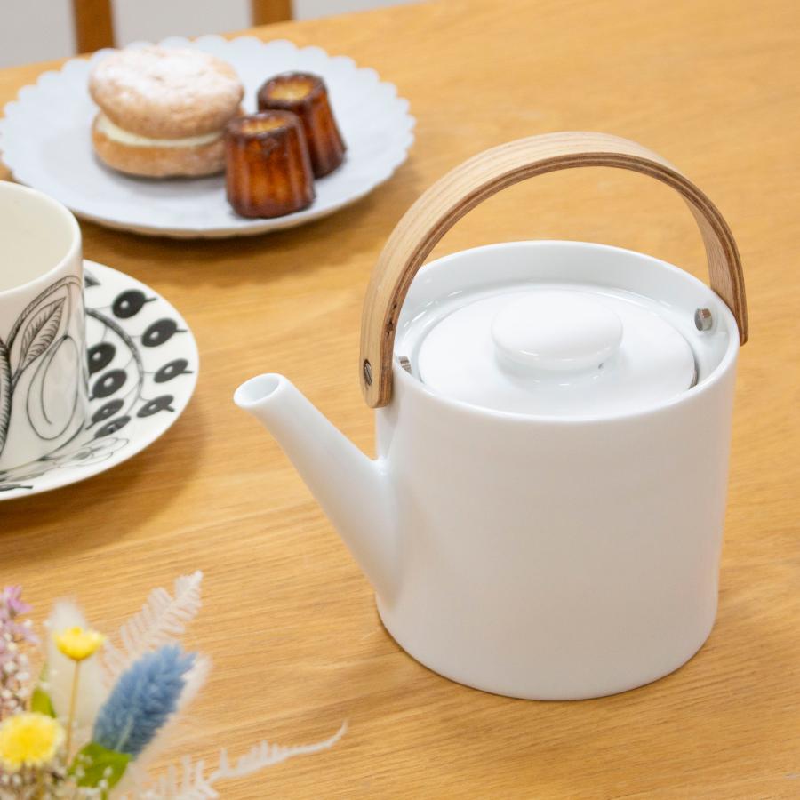 ＼6/11はポイント10倍／ ティーポット 茶こし付き おしゃれ 500ml 陶器 白磁 ステンレス茶こし 北欧風 天然木 ブラシ付き Arrosoir スミス＆シュー_3