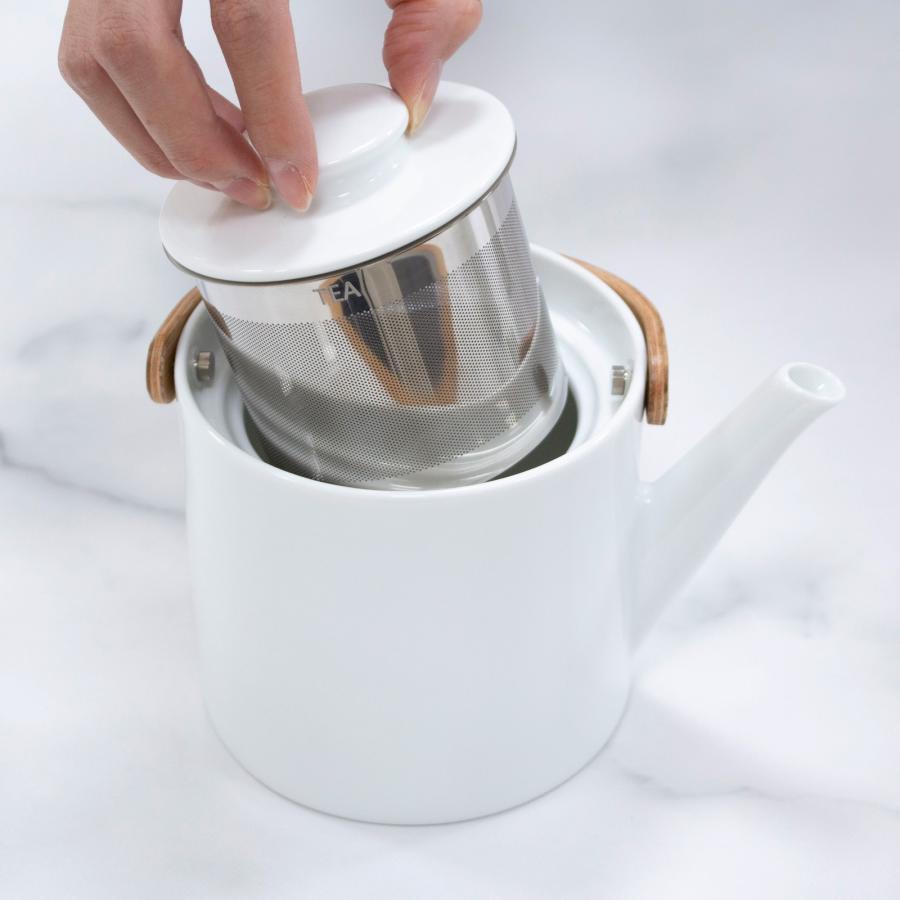 ＼6/11はポイント10倍／ ティーポット 茶こし付き おしゃれ 500ml 陶器 白磁 ステンレス茶こし 北欧風 天然木 ブラシ付き Arrosoir スミス＆シュー_8