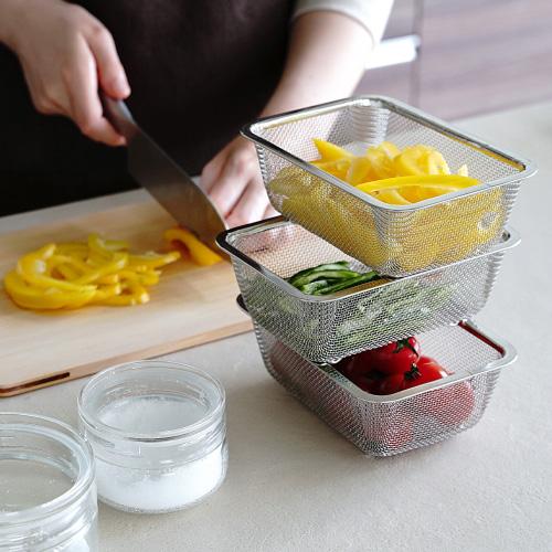家事問屋 スタッキングザル 脚付き ザル 角型 深型 角ザル ステンレス 食洗機対応 燕三条 日本製 made in Japan 36443 | 家事問屋 | 07