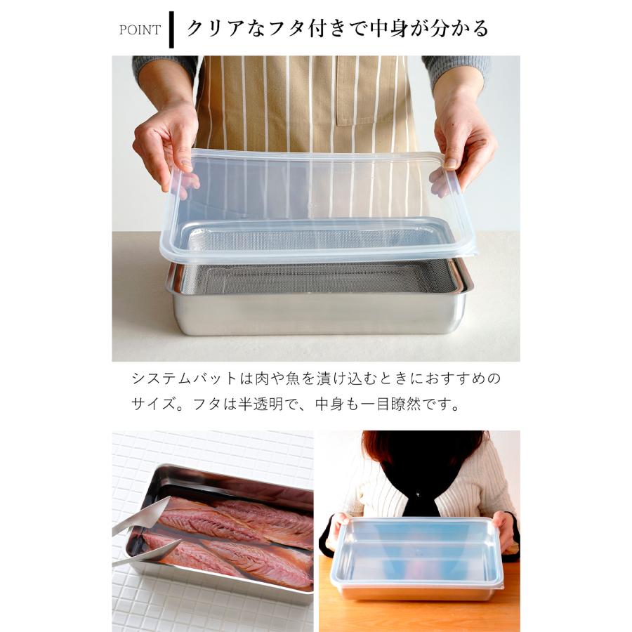 家事問屋 システムバット & 下ごしらえ角ザル セット 1/1 蓋付き