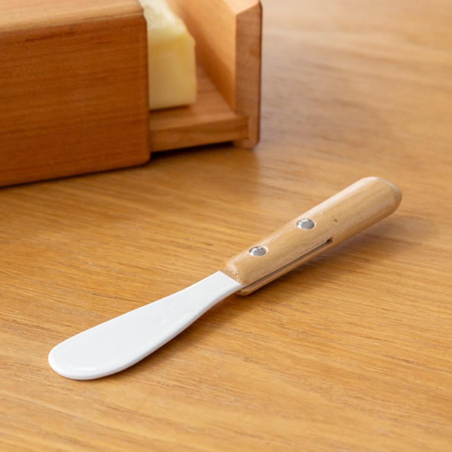 ミニバターナイフ 琺瑯 ホーロー カトラリー 持ち手 木 natural blanc