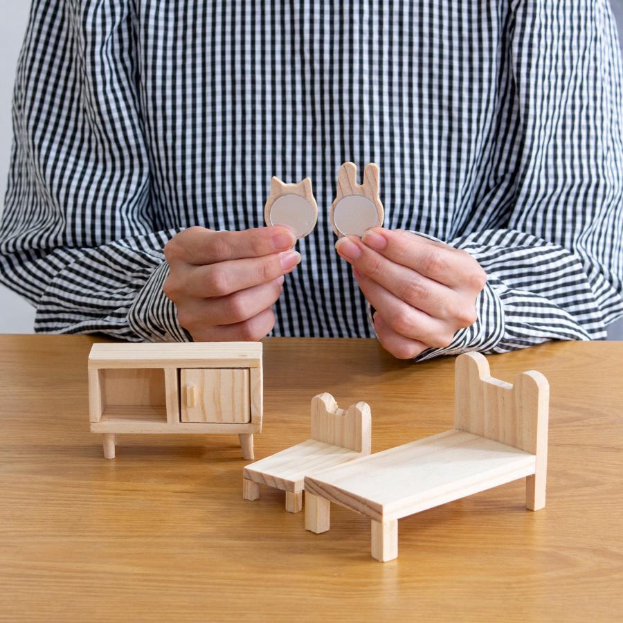 2/11はポイント10倍／ ミニチュア 木の家具セット ベッドルーム 1/18