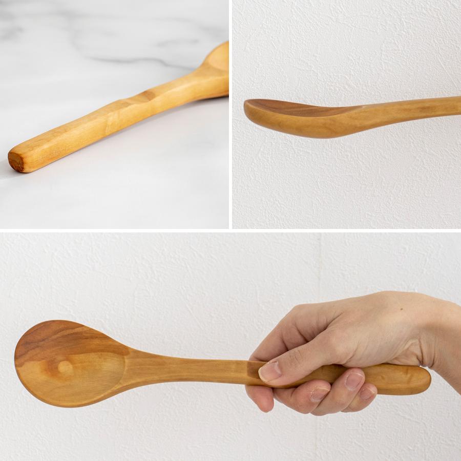 スプーン 木製 26cm 木のスプーン 丸 ホワイト オリーブ カトラリー