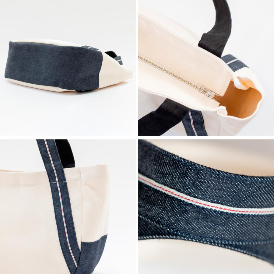 ＼5/22-25はポイント10倍／ corale コラーレ トートバッグ レディース 帆布 × セルビッチ 赤耳 デニム 日本製 A4 横型 肩掛け ファスナー付き 大きめの画像