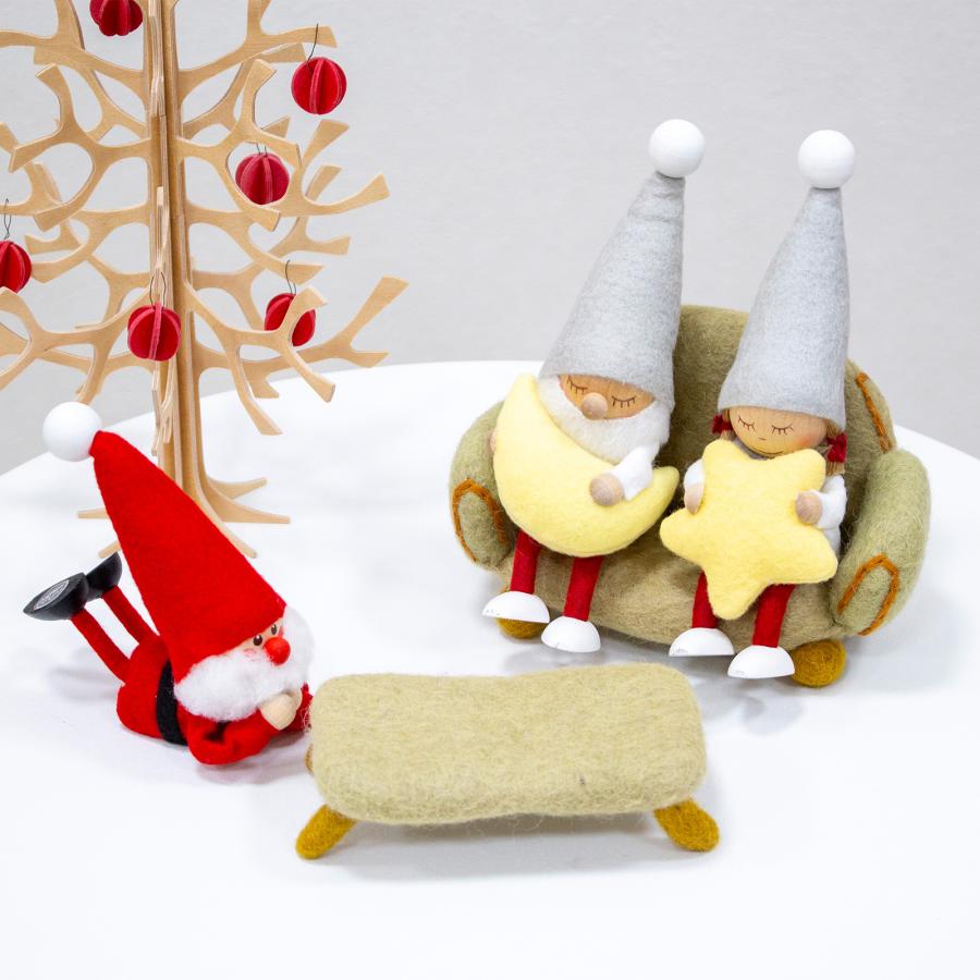 ミニチュア ソファー＆コーヒーテーブルセット ベージュ 家具 フェルト