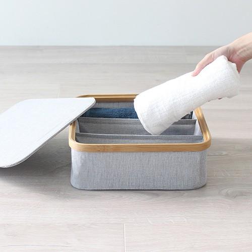 ＼2/15はポイント10倍／ [正規代理店] Gudee グディ 収納ボックス 折りたたみ フタ付き 布 3分割 Gudeelife KIM Storage box with lid 3section | GUDEE | 02