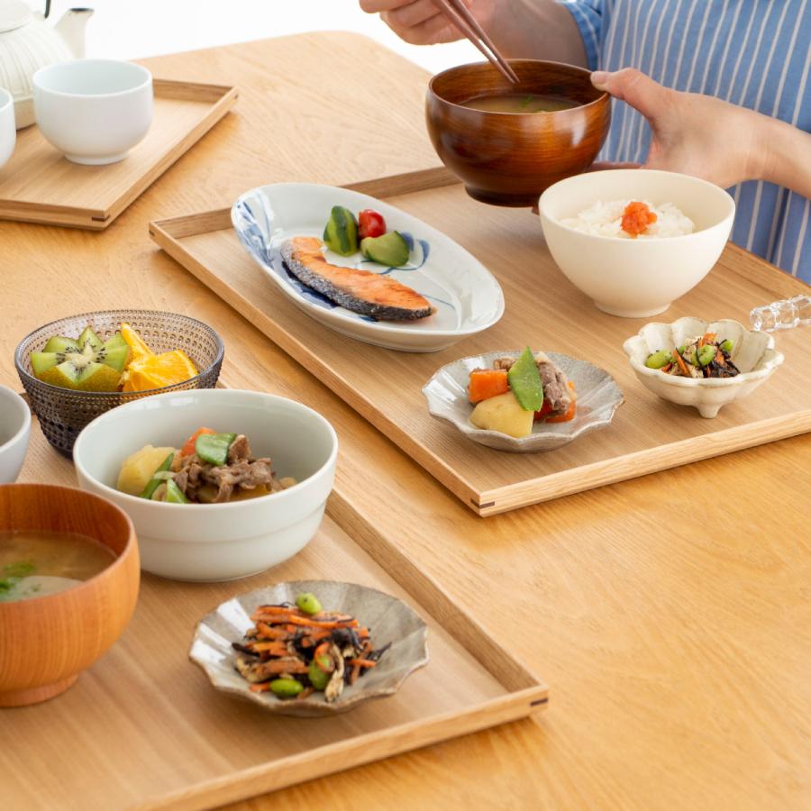 松屋漆器店 白木塗タモ 13.0長角盆 長角 約39.4×28.8 ナチュラル お盆