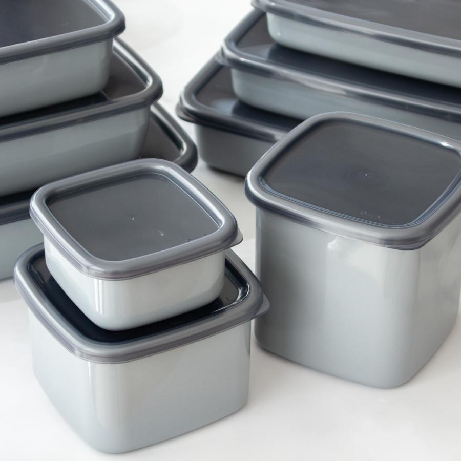 White Series 野田琺瑯 ＋Gray グレー スクウェア M サイズ シール蓋付