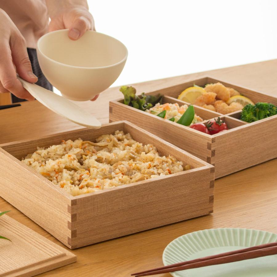 松屋漆器店 重箱 白木塗タモ6.0 三段 6寸 ナチュラル 白木 約18×18cm
